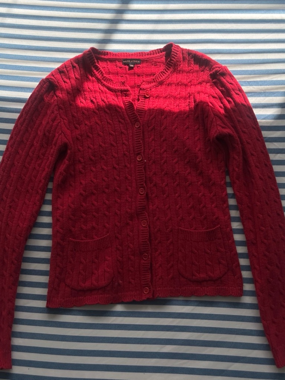 Women’s Red Cable-Knit Button Front Cardigan